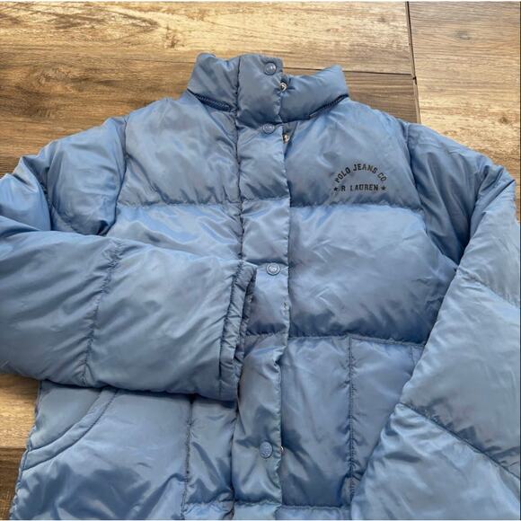 Vintage Y2K RL Polo Jeans Co. Baby Blue Mens S Quilted Puffer Down Hiking Jacket - Picture 1 of 11